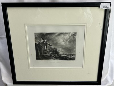 Lot 170 - John Constable (1776-1837) two mezzotints - Mill near Colchester and Castle Acre Priory, 20cm x 25cm and 19cm x 27cm, in glazed frames