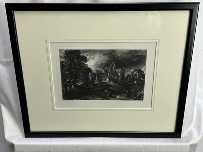 Lot 170 - John Constable (1776-1837) two mezzotints - Mill near Colchester and Castle Acre Priory, 20cm x 25cm and 19cm x 27cm, in glazed frames