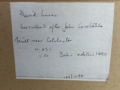 Lot 170 - John Constable (1776-1837) two mezzotints - Mill near Colchester and Castle Acre Priory, 20cm x 25cm and 19cm x 27cm, in glazed frames