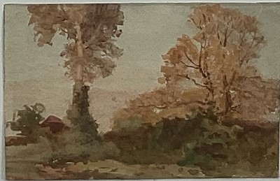 Lot 300 - Frederick Tilney (1870-1951) watercolour - An Autumnal Landscape, 14cm x 21cm, in glazed frame Provenance: a gift to Jean Dryden Alexander by Horace Mummery, Summer 1951