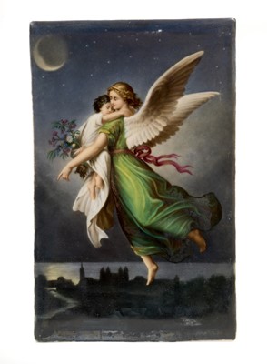 Lot 78 - 19th century Vienna porcelain plaque, possibly by Josef Zasche, painted with a picture after an original by Wilhelm von Kaulbach, 20cm x 13cm