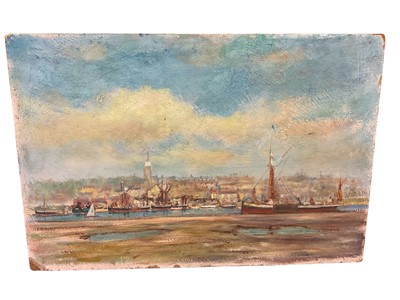 Lot 241 - English School, late 20th century, oil on board - Early Morning Docklands, signed Clifford, 41 x 61cm