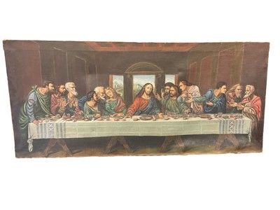 Lot 238 - Oil on canvas - The last supper, 54 x 120cm