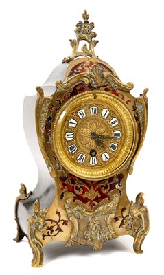 Lot 667 - 19th century French boulle work mantel clock, the movement signed Marti