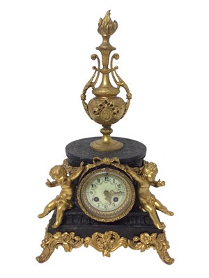 Lot 670 - Large antique French gilt spelter mantel clock