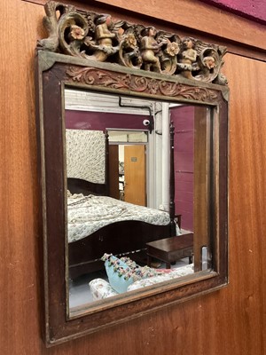 Lot 152 - Carved wood wall mirror