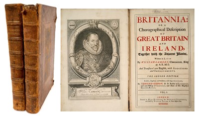 Lot 715 - William Camden - Britannia, 1722 Second Edition, two vols. folio, with maps, full calf