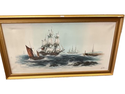 Lot 114 - Kevin Platt (b. 1945) oil on canvas Marine scene and another and a small watercolour marine scene