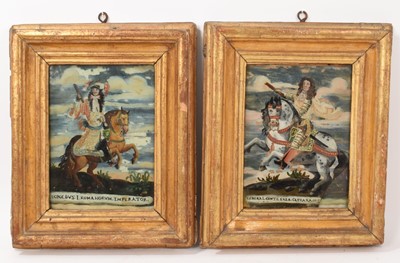 Lot 811 - Pair of antique reverse paintings on glass