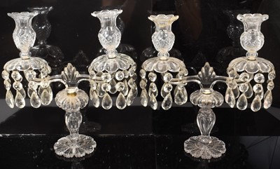 Lot 102 - Pair of Victorian glass table lustres