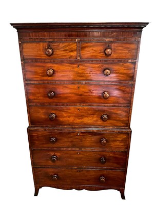 Lot 1255 - Regency mahogany chest on chest