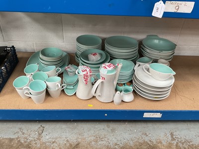 Lot 272 - Extensive Poole pottery 'Twin-tone' Ice Green and Seagull dinner service, approximately 100 pieces