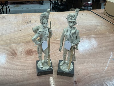 Lot 447 - Pair of Napoleonic soldiers on marble bases