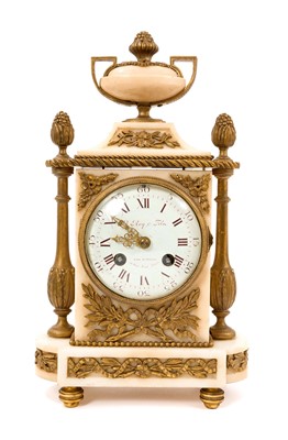 Lot 665 - Late 19th/early 20th century French alabaster clock