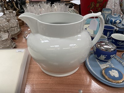 Lot 414 - Very large white glazed jug, 23.5cm in overall height.