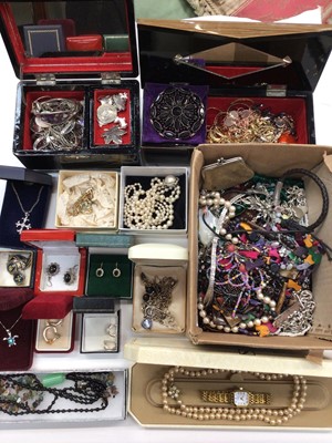 Lot 1027 - Group of costume jewellery including some silver and a Rotary gold plated wristwatch