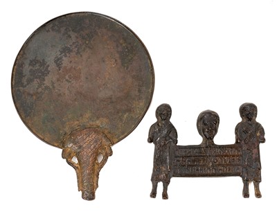 Lot 777 - Etruscan (?) relief and an Egyptian mirror