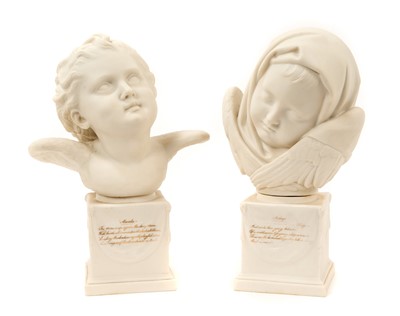 Lot 117 - Pair Copeland Parian busts, Asleep and Awake