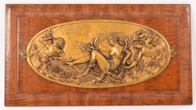 Lot 778 - Late 19th century French gilt metal plaque of Venus in a sea chariot