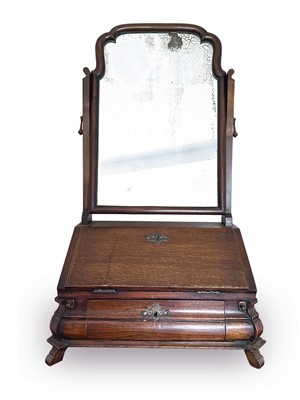 Lot 1270 - Queen Anne-style walnut dressing table mirror