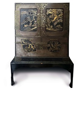 Lot 1272 - Early 20th century Japanese lacquer cabinet on stand