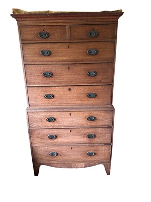 Lot 1275 - George III mahogany chest on chest