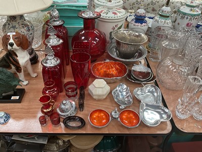 Lot 432 - Group of coloured glasswares and metalwares.