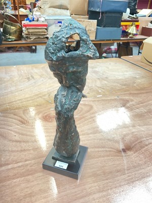 Lot 444 - Abstract sculpture of the thinker, 43.5cm in height