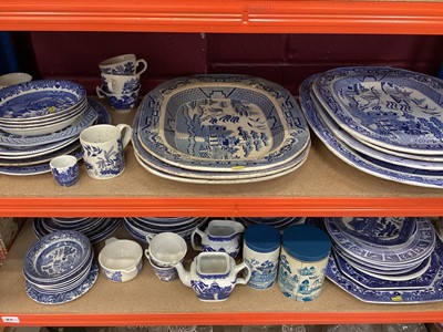 Lot 708 - Collection of 19th century and later blue and white willow pattern ceramics together with other ceramics.