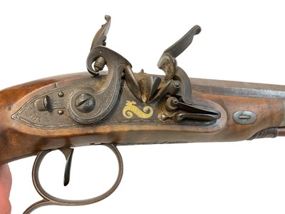 Lot 930 - Good quality early 19th century Flintlock duelling pistol by Barton, London in box