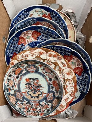 Lot 46 - Group of Japanese porcelain plates, including an 18th/19th century Imari example