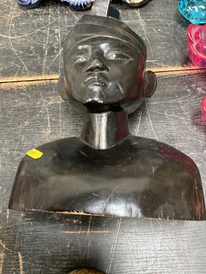 Lot 143 - Nigerian Shona school carved stone carving by T Mtasa and a Balinese carved wood sculpture