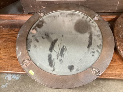 Lot 1223 - Arts and Crafts beaten copper circular mirror and another