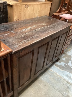 Lot 1244 - Antique panelled oak coffer with hinged lid