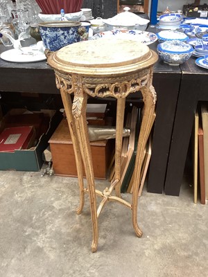 Lot 1410 - Continental carved giltwood marble topped urn stand