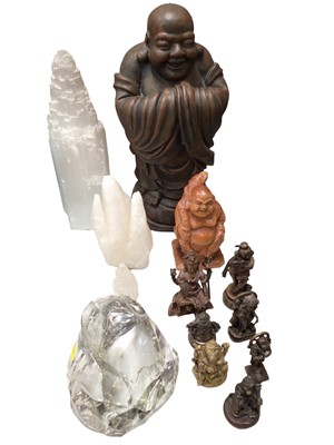 Lot 336 - Group of various Buddah and deities ornaments and large crystal specimens