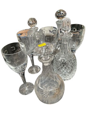 Lot 169 - Set of four Paul Rocha for Waterford glasses together with decanters