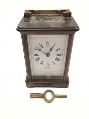 Lot 365 - Brass carriage clock retailed by Asprey, Bond Street, London