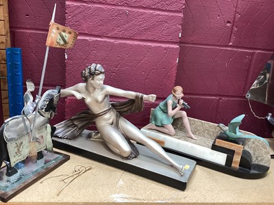 Lot 684 - Art Deco French figure of a lady and two other (3)