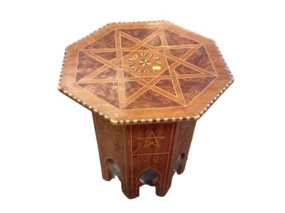 Lot 1239 - Moroccan inlaid table on folding stand