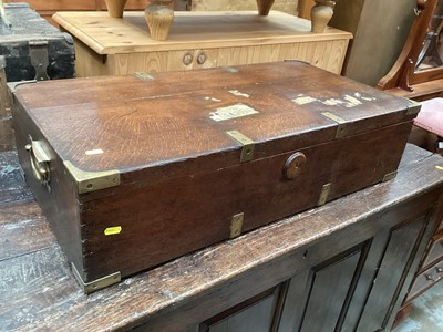 Lot 1243 - 19th century oak and brass bound silver chest