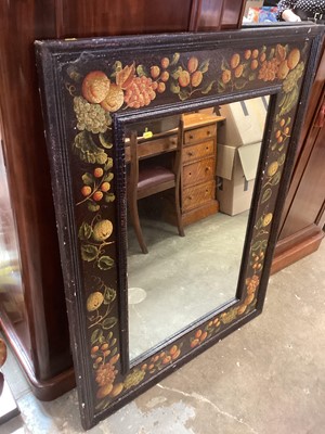 Lot 1387 - Decorative wall mirror in wooden frame painted with fruit and another mirror