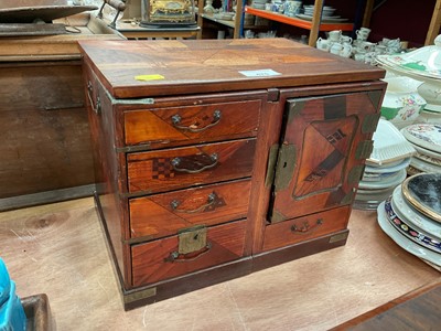 Lot 475 - Late 19th century Japanese parquerty inlaid table cabinet