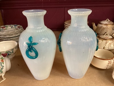 Lot 659 - Pair of vaseline glass vases