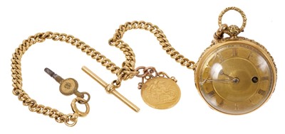 Lot 546 - Regency gold fob watch on chain by Isaac Pettit