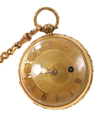 Lot 546 - Regency gold fob watch on chain by Isaac Pettit