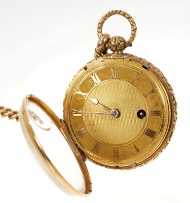 Lot 546 - Regency gold fob watch on chain by Isaac Pettit