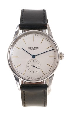 Lot 522 - Nomos Orion watch and papers