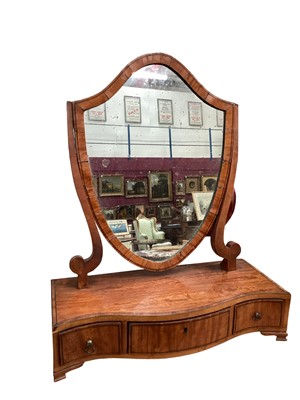 Lot 1296 - George III satinwood serpentine toilet mirror