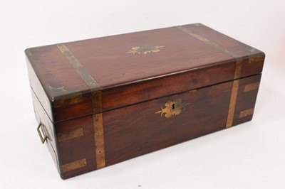 Lot 826 - Large mid 19th century brass bound mahogany writing slope